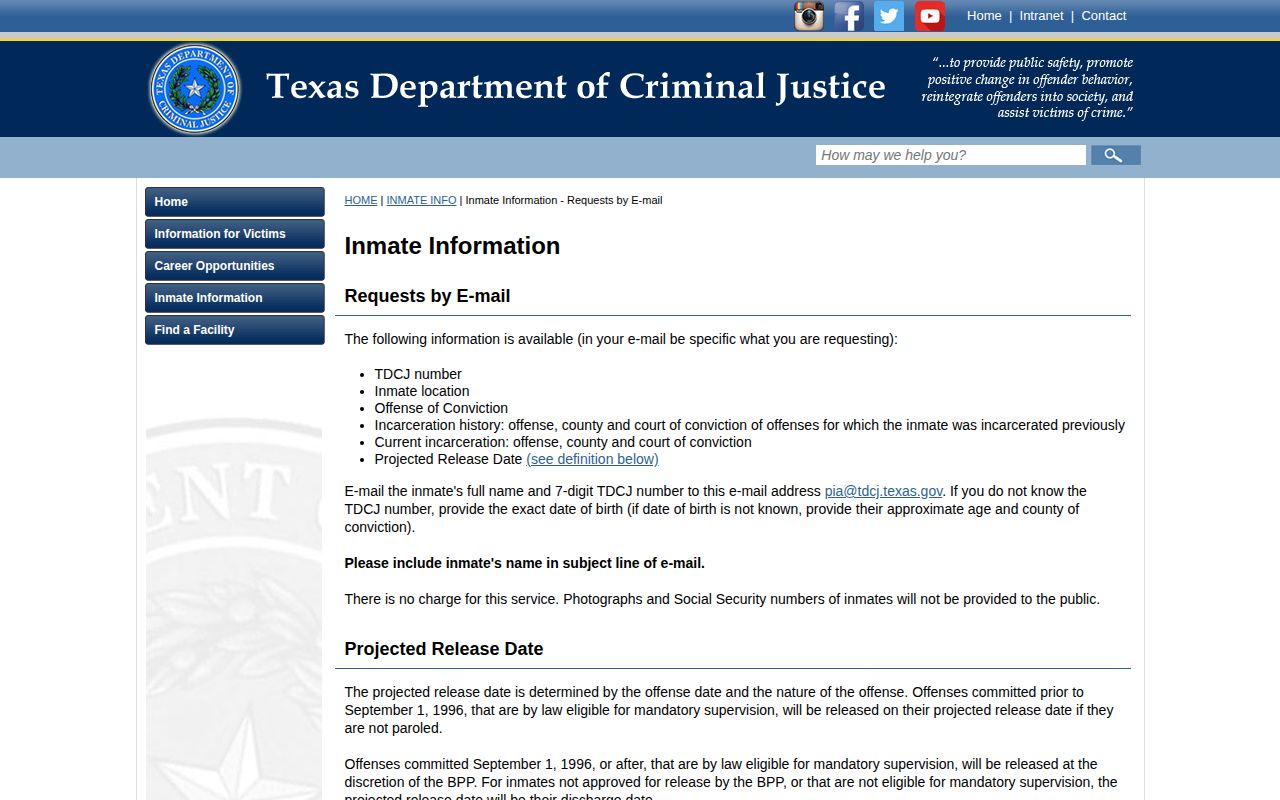 Archer County projected release date definition and request fallback