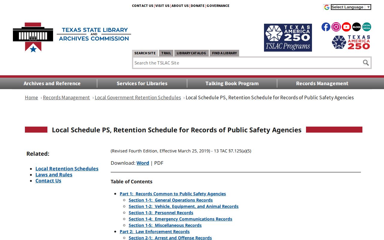 Archer County 24-hour release record retention schedule