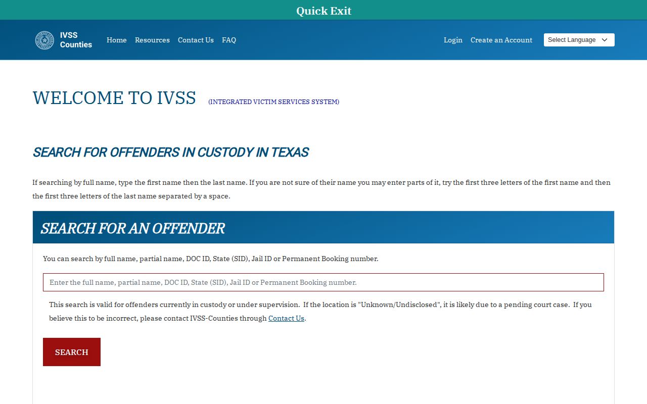 Archer County VINE inmate check search and registration controls